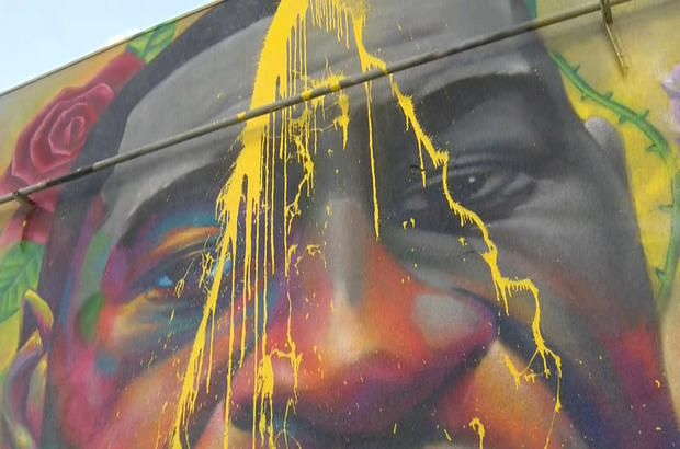 George Floyd Mural in Denver vandalized 