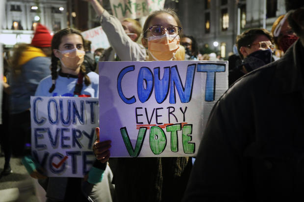 Protestors hold "Count Every Vote" protest rally in Philadelphia 