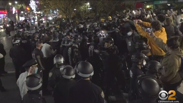 election protesters and police thurs night 