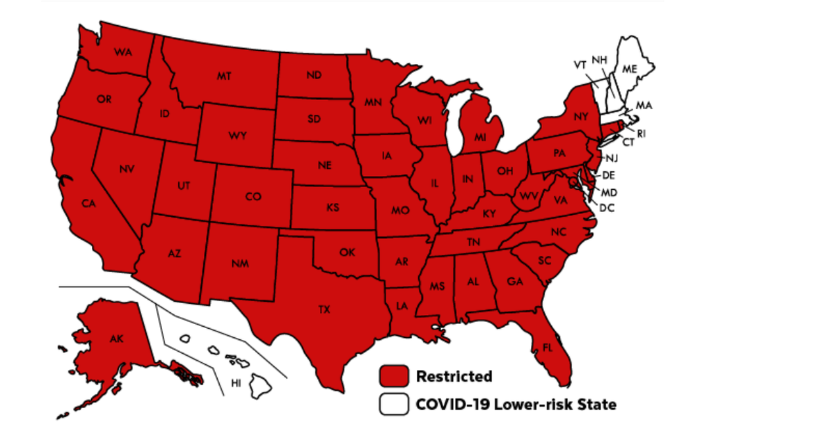 Massachusetts Travel Order COVID19 LowerRisk States List Continues To Shrink CBS Boston