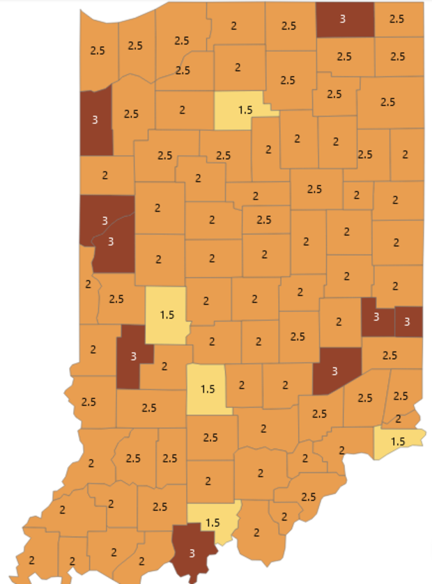 Indiana COVID-19 Map 
