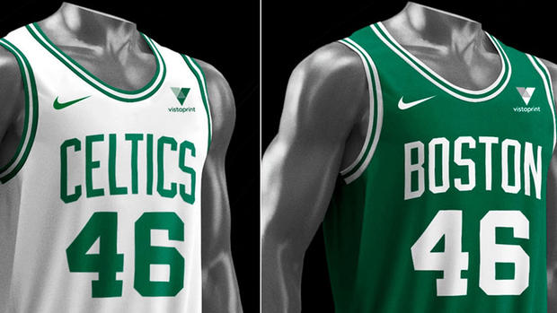 Celtics jerseys with Vistaprint patch 