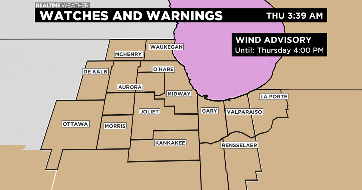 Chicago Weather: Wind Advisory In Effect; Warmer Day Thursday - CBS Chicago
