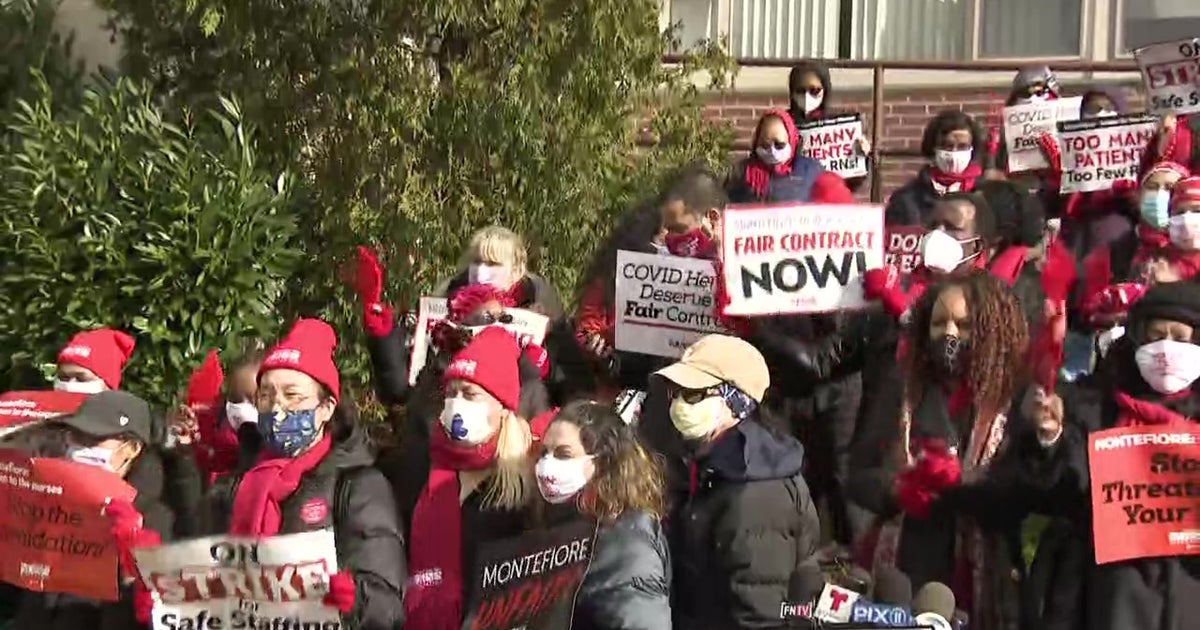 Nurses Strike Continues At Montefiore New Rochelle Hospital - CBS New York
