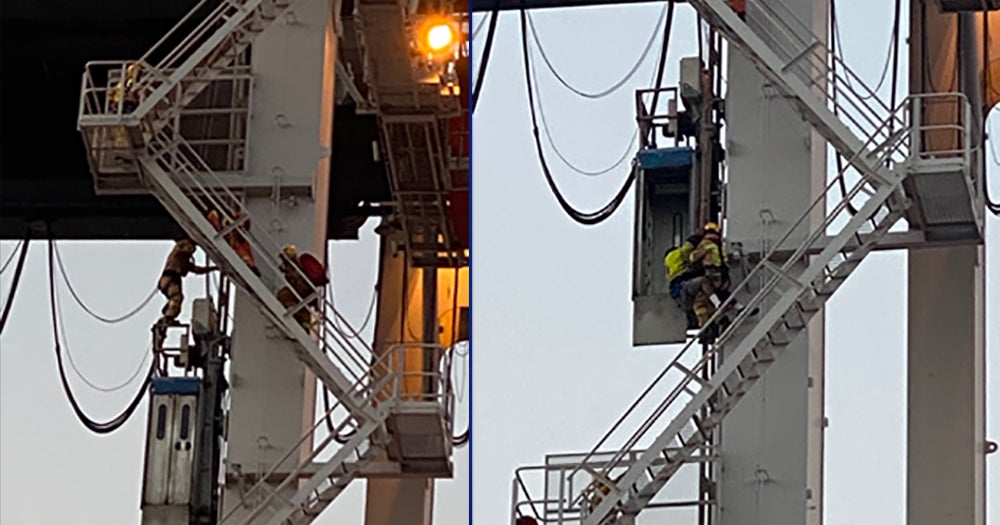 Firefighters Rescue Port Of LA Worker Stuck In Crane Elevator 120 Feet ...