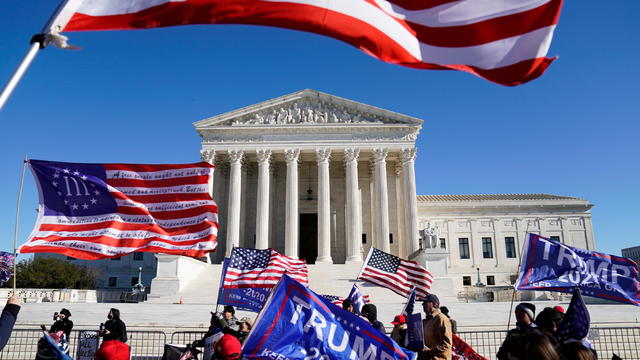 People participate in a "Stop the Steal" protest outside the U.S. Supreme Court in support of U.S. President Donald Trump in Washington 