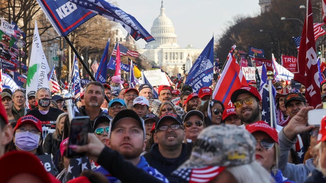 People take part in a rally to protest the results of the election, in Washington 
