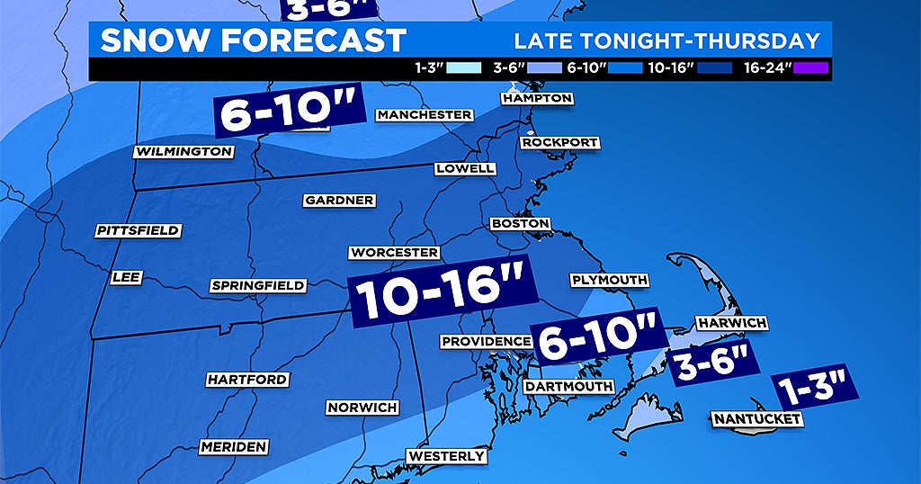 Widespread 10-16 Inches Of Snow Expected In Southern New England ...