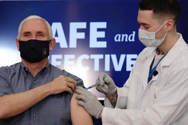U.S. Vice President Mike Pence receives the COVID-19 vaccine at the White House in Washington 