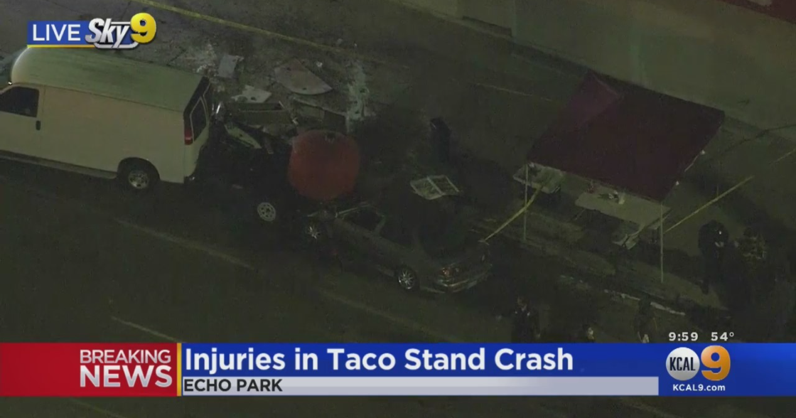 2 Injured After Car Crashes Into Pizza Stand In Echo Park - CBS Los Angeles