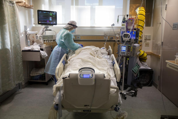 Providence St. Jude Medical Center ICU with covid patients during the global pandemic. 