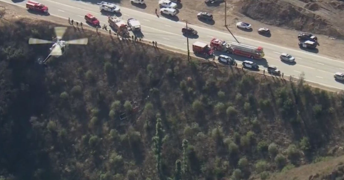 Driver Rescued After Car Plunges Off Cliff In Malibu - CBS Los Angeles