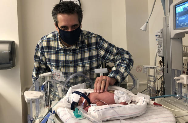 Anthony Battiato and newborn son Luke 