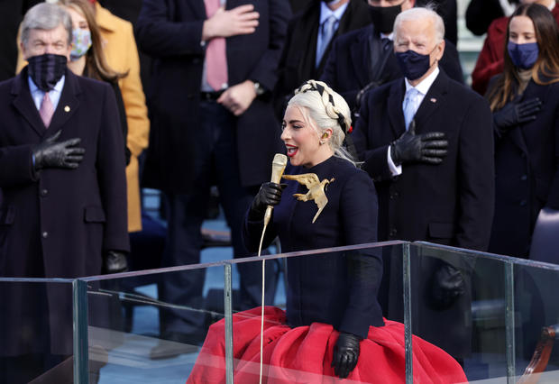 Lady Gaga sings the national anthem at the inauguration of President-elect Joe Biden 