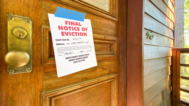 Eviction notice on door of house 