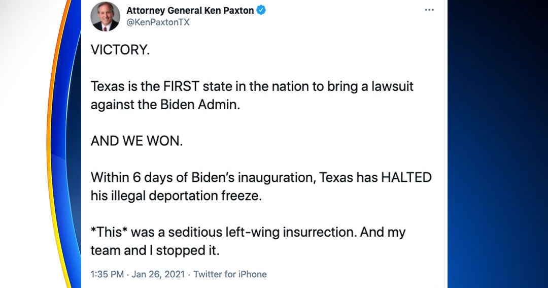 Texas AG Ken Paxton Claims 'Victory' After Judge Bars Biden From ...