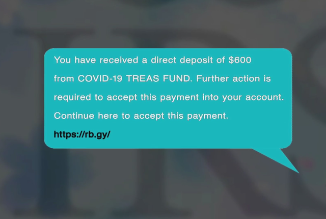 Bogus stimulus payment text 
