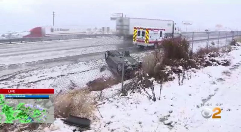 Snow, Hail Leaves Dangerous Driving Conditions Through Cajon Pass CBS