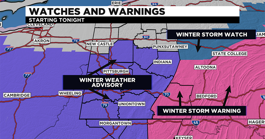 Pittsburgh Weather: Snow Showers Ramp Up Sunday Evening, Winter Weather ...