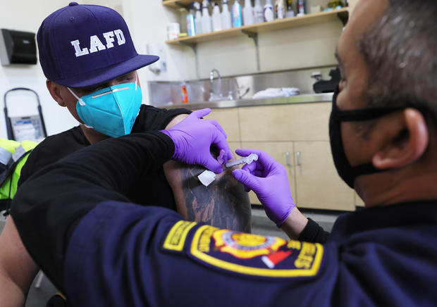 LA Firefighters Inoculated With Covid-19 Vaccine 