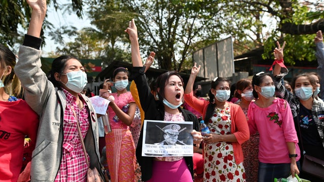 Protest against the military coup in Yangon 