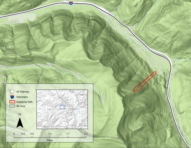 Vail Chutes Burial 3 (map from CAIC) 