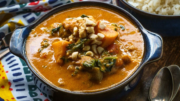 African,Chicken,Peanut,Stew,With,Sweet,Potatoes,And,Okra,With