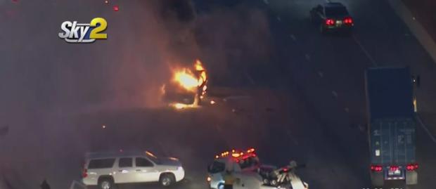 One Killed In Fiery Wreck On 60 Freeway In Hacienda Heights 