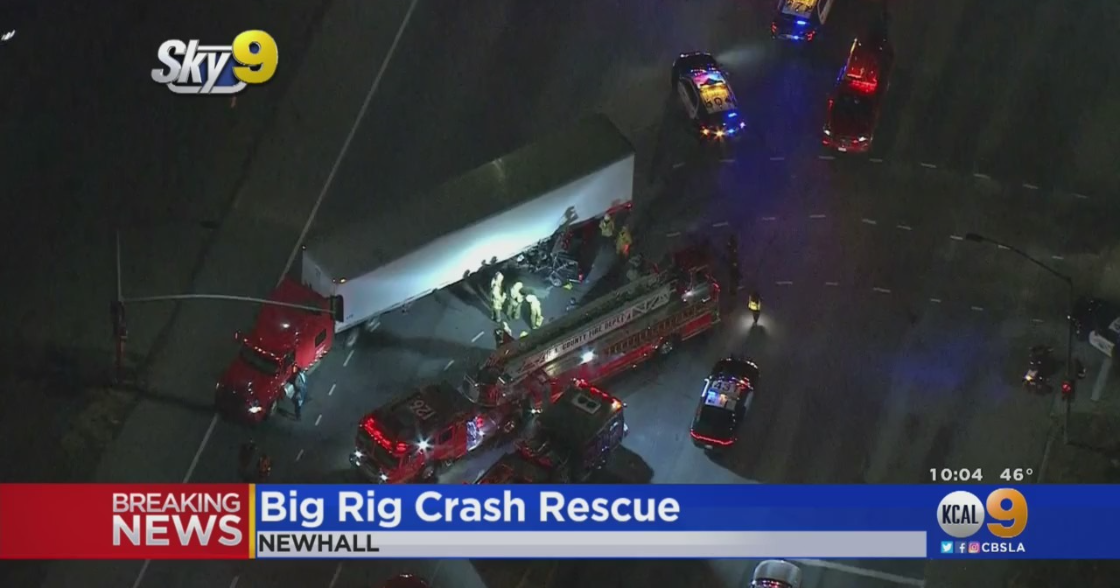 1 Injured In Big Rig Crash On 5 Freeway In Santa Clarita - CBS Los Angeles