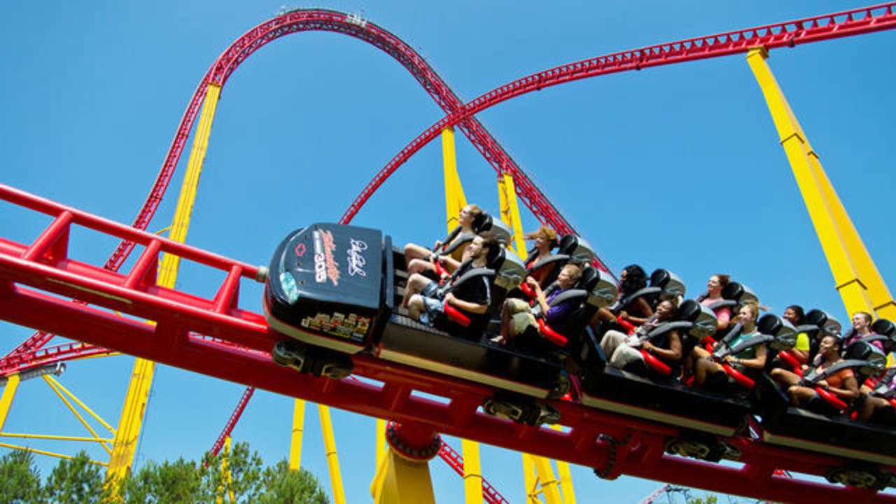 Twist and turn on Kings Dominions Intimidator 305 roller coaster picture