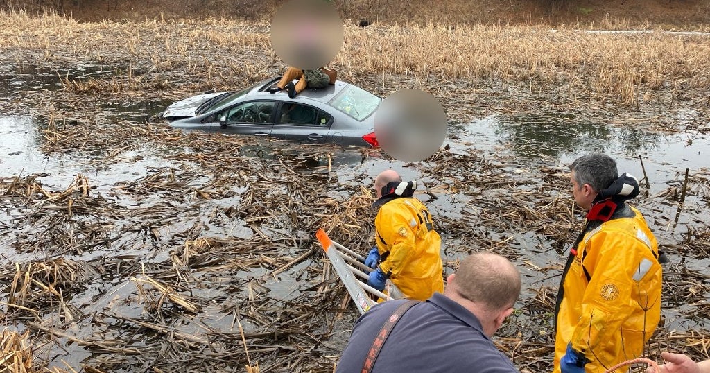 Rescues Made After Car Crashes Into Westminster Marsh - CBS Boston Rescues Made After Car Crashes Into Westminster Marsh