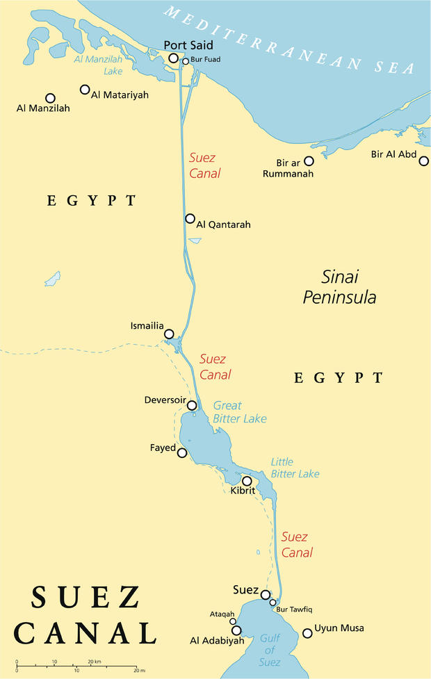 Suez Canal Political Map 