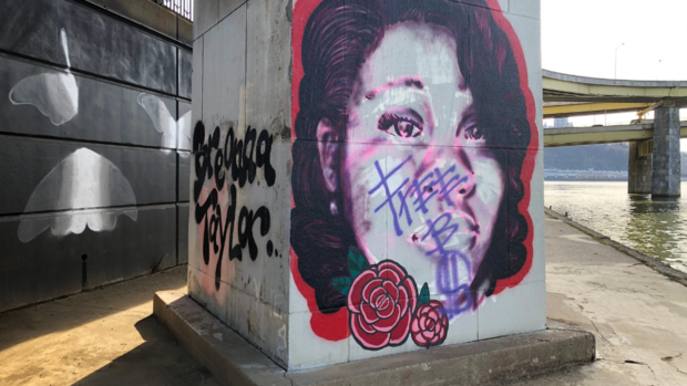 breonna taylor black lives matter mural vandalized 
