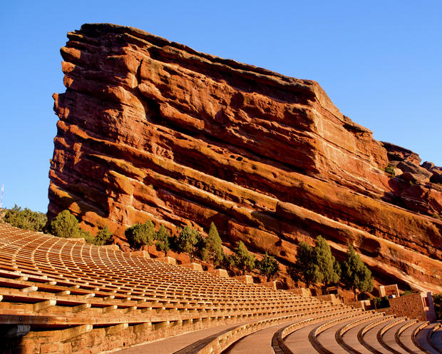 Low Angle View Of Red Rocks Amphitheatre In Colorado 