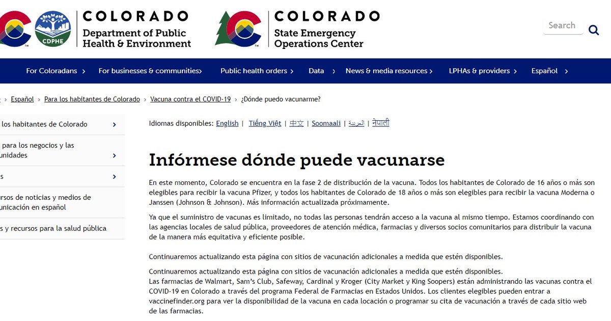 State Corrects Outdated Vaccine Eligibility Information For Spanish