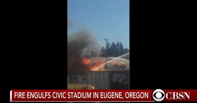 Civic Stadium catches fire CBS News