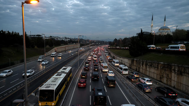 Traffic congestion after the curfew ends in Istanbul 