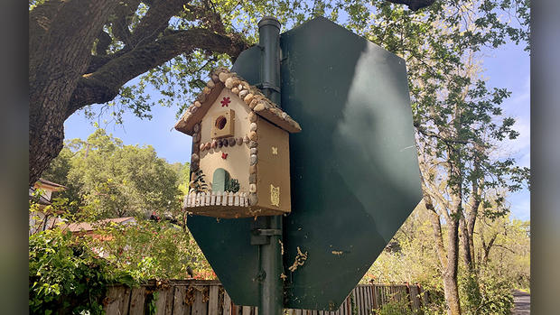Bird House Stop Sign in Lafayette 