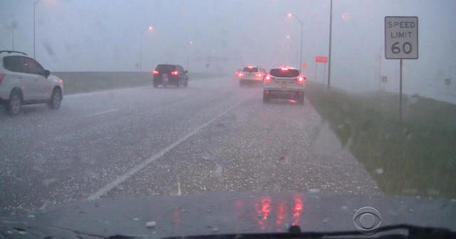 Violent storm drops egg-sized hail in Texas - CBS News