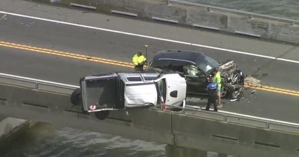Infant ejected from vehicle during crash plucked from bay by good