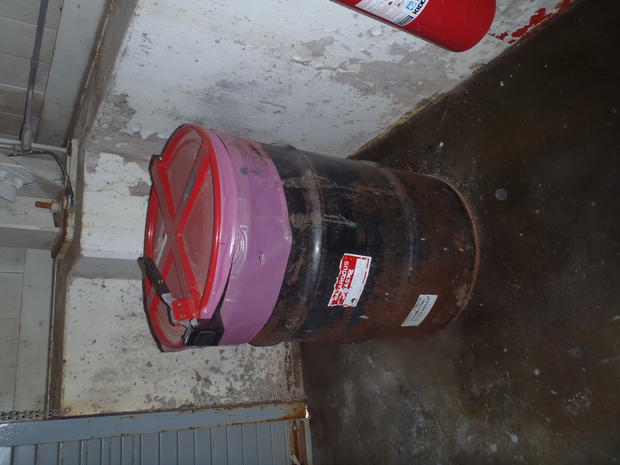 hazardous waste container in ash conveyor building 
