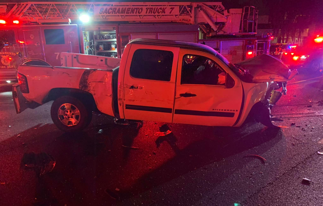 crashed truck on 99 
