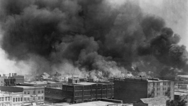 Burning Buildings During Tulsa Race Massacre of 1921 