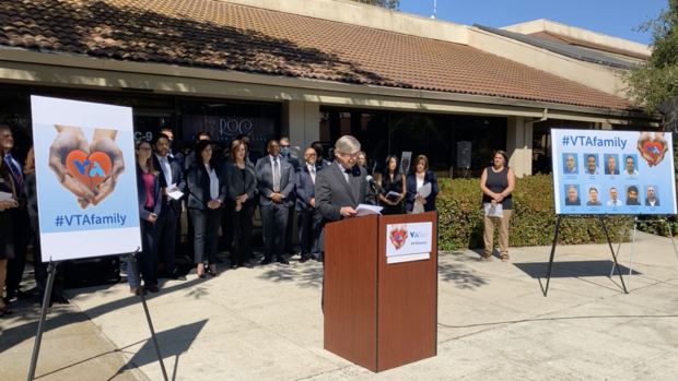 VTA Chair Glenn Hendricks speaks at memorial for shooting victims 