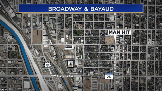 broadway bayaud man intentionally hit by car 