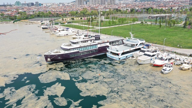 White layer formed on the sea in Anatolian side of Istanbul 