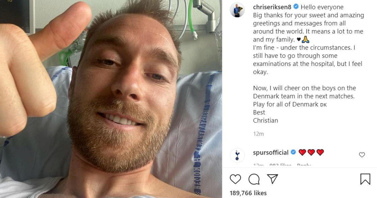 Danish soccer star Christian Eriksen sends message from hospital 3 days ...