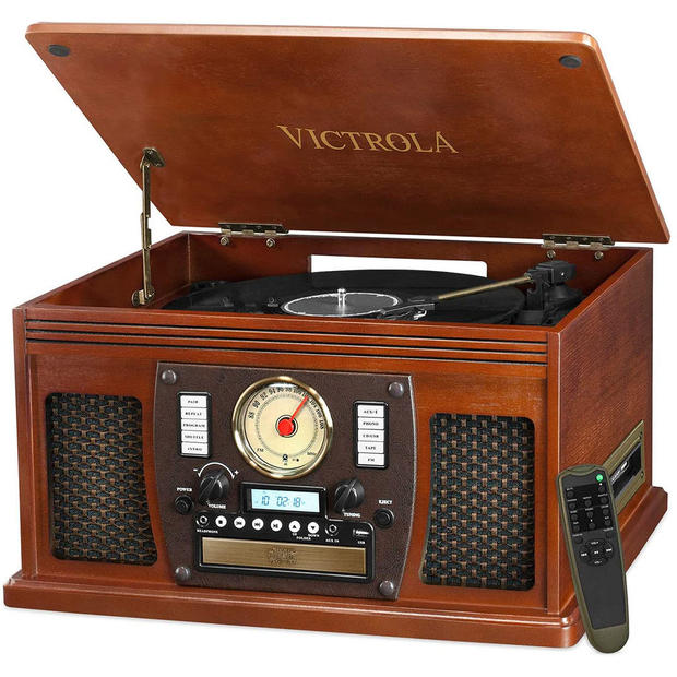 Victrola 8-in-1 Bluetooth Record Player & Multimedia Center, Built-in Stereo Speakers 