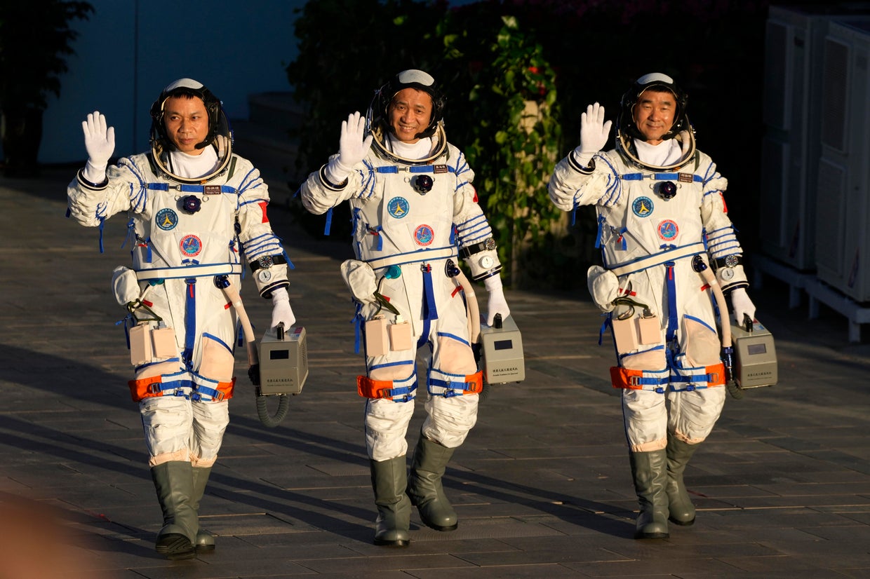 China launches first crew to its new space station - CBS News