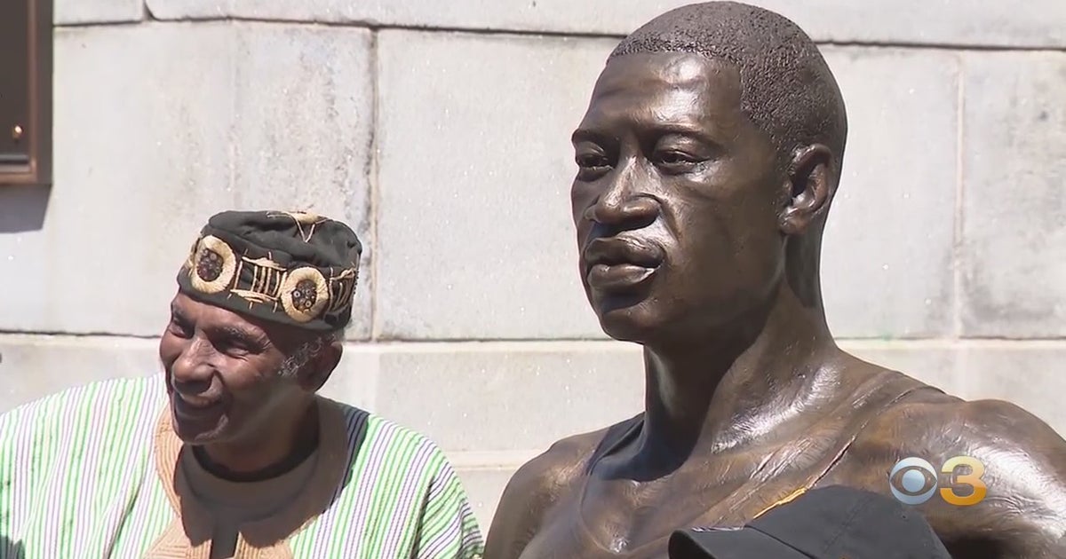 Floyd Sculpture Placed Outside Of Newark City Hall CBS